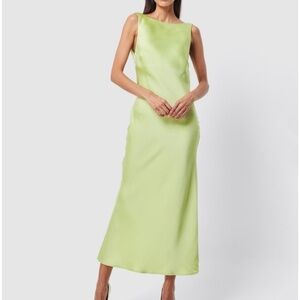 MOSSMAN Light Green Nuance Maxi Dress Satin Iconic Size 10, New with Tags! NWT